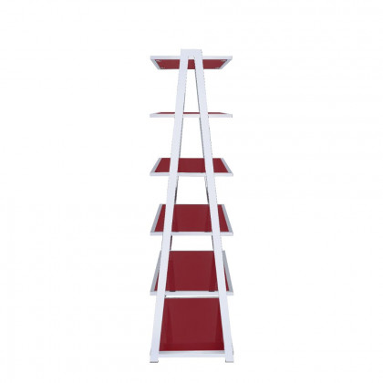 ACME Coleen Bookshelf - Red High Gloss/Chrome