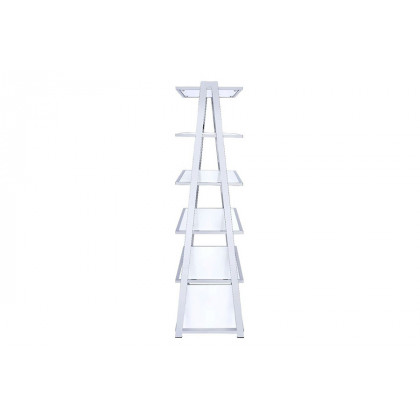 ACME Coleen Bookshelf - White High Gloss/Chrome