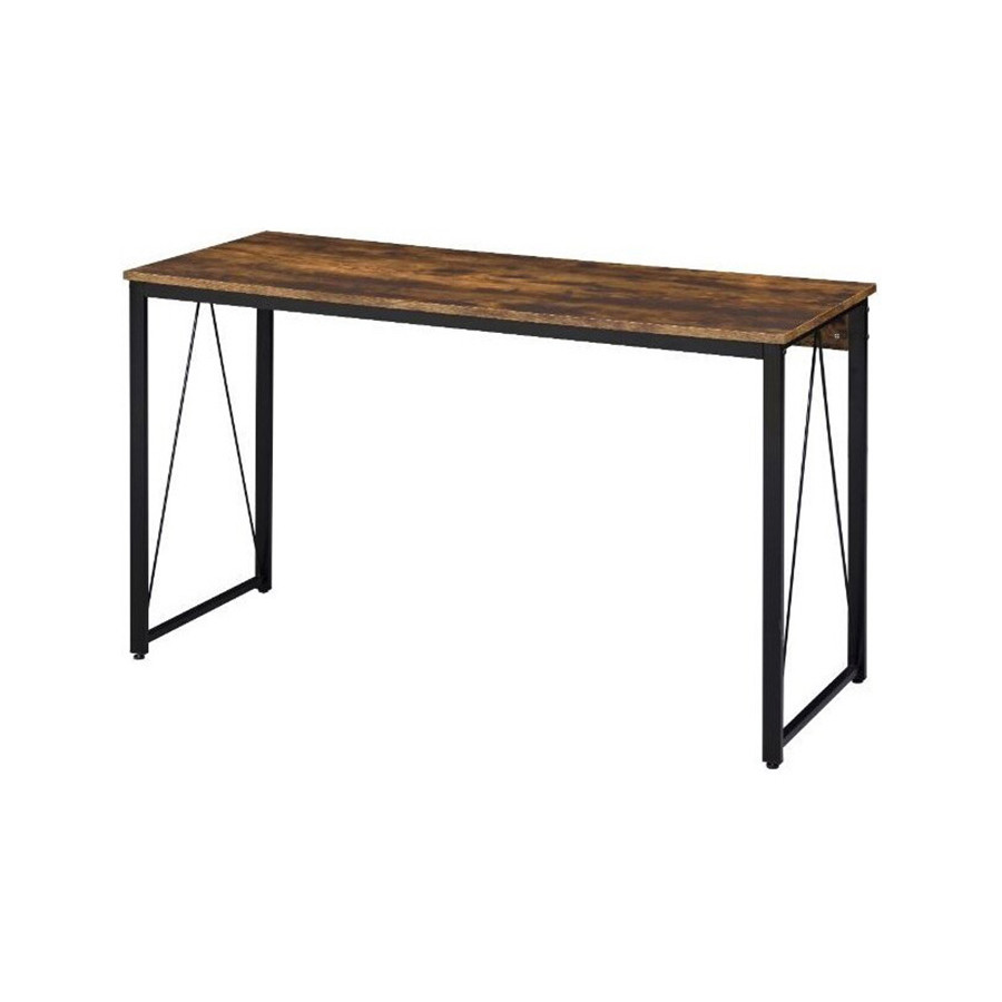 ACME Zaidin Writing Desk - Weathered Oak and Black Finish, W 47"