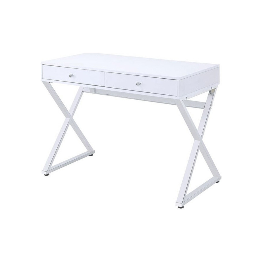 ACME Coleen Writing Desk (Same Ac00895) - White/Chrome
