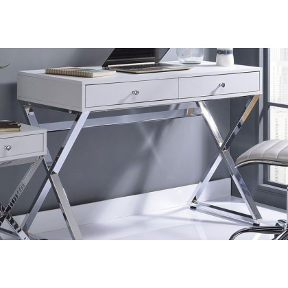 ACME Coleen Writing Desk (Same Ac00895) - White/Chrome