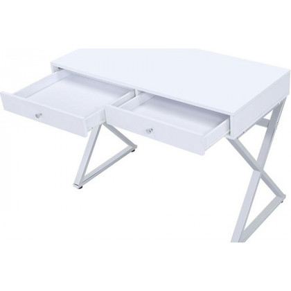 ACME Coleen Writing Desk (Same Ac00895) - White/Chrome