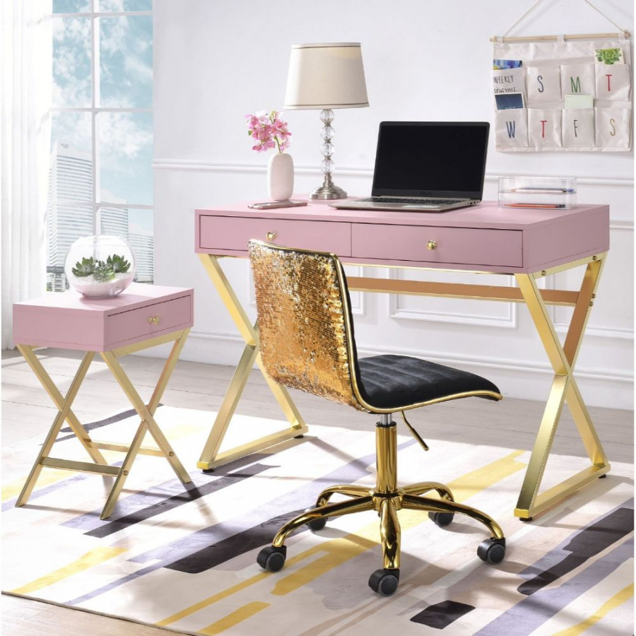 ACME Coleen Writing Desk (Same Ac00896) - Pink/Gold