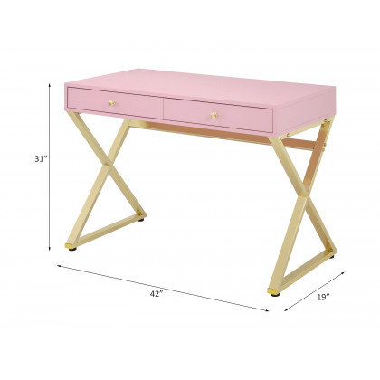 ACME Coleen Writing Desk (Same Ac00896) - Pink/Gold