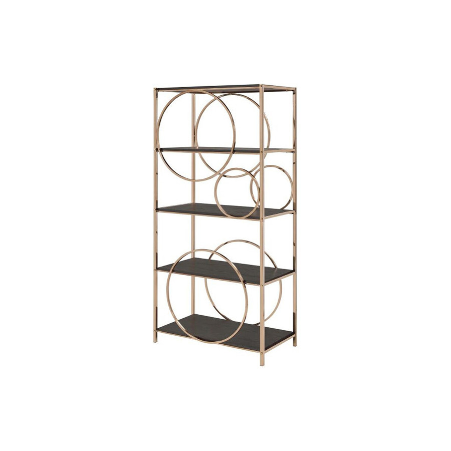 ACME - Hudice Bookshelf in Black Oak/Champagne