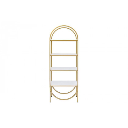 ACME - Lightmane Bookshelf in White High Gloss/Gold