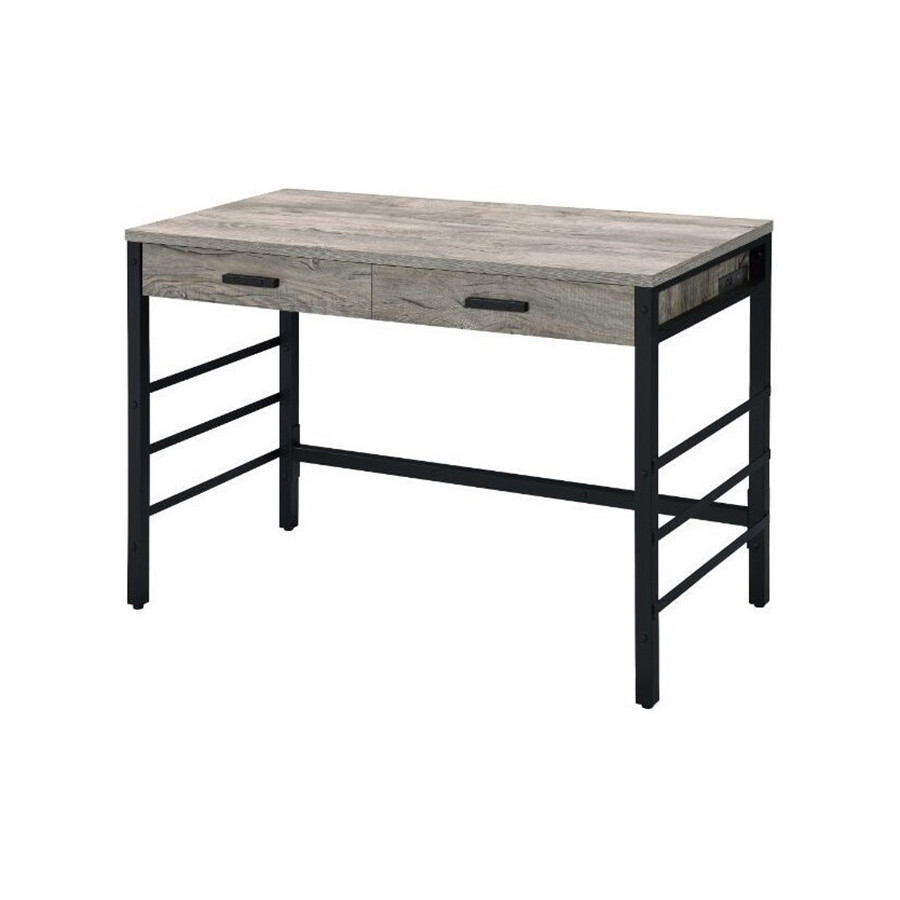 ACME - Disho Writing Desk with USB in Light Weathered Oak/Black