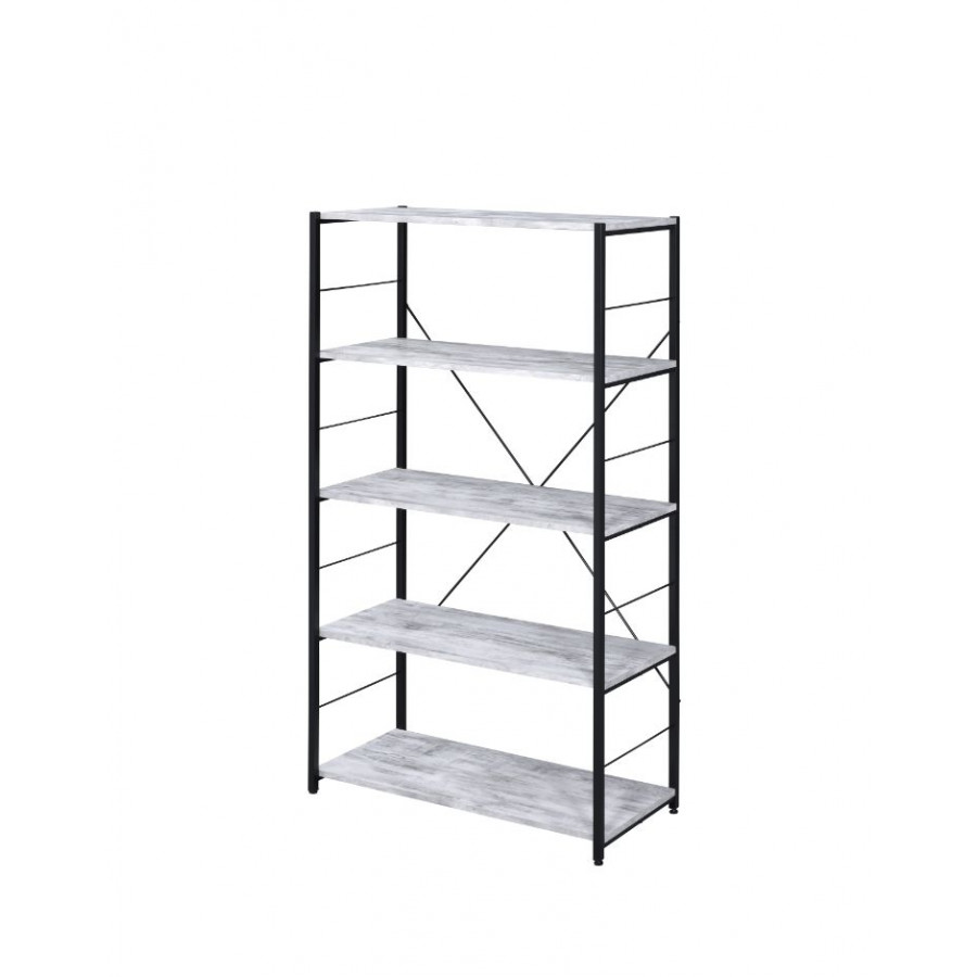 ACME Tesadea Bookshelf - Antique White and Black Finish, 5-Tier