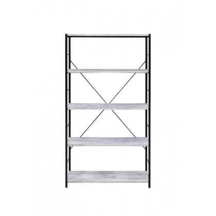 ACME Tesadea Bookshelf - Antique White and Black Finish, 5-Tier
