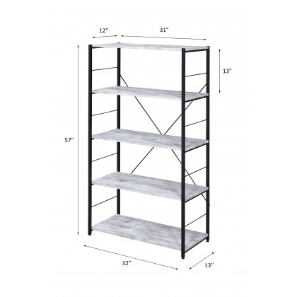 ACME Tesadea Bookshelf - Antique White and Black Finish, 5-Tier