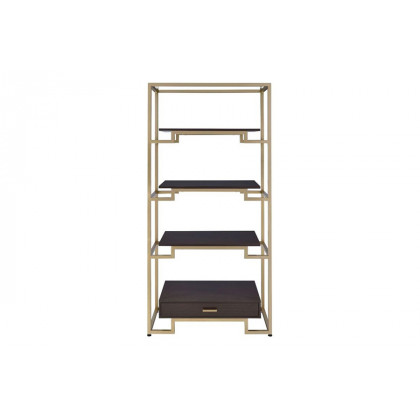 ACME - Yumia Bookshelf in Clear Glass/Gold