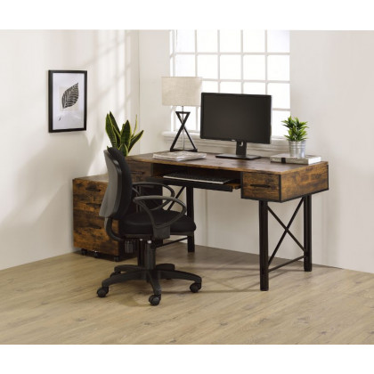 ACME - Settea Computer Desk in Weathered Oak/Black
