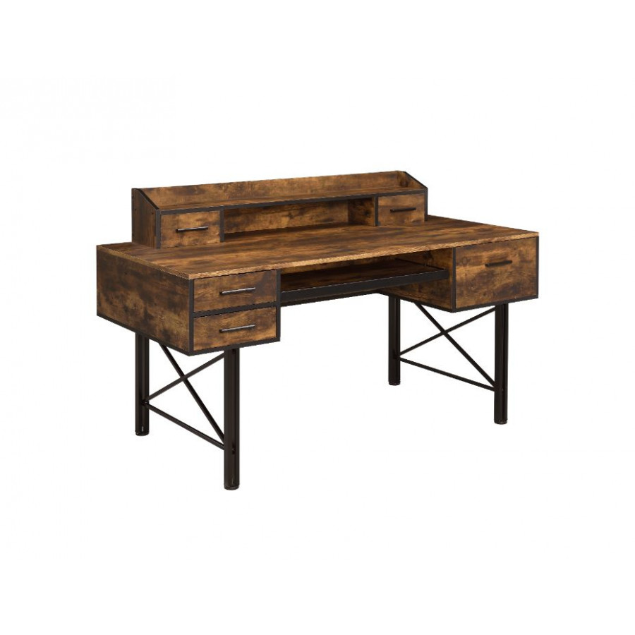 ACME Safea Computer Desk - Weathered Oak and Black Finish