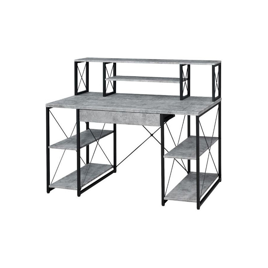 ACME Amiel Music Recording Studio Desk - Faux Concrete and Black