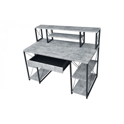 ACME Amiel Music Recording Studio Desk - Faux Concrete and Black