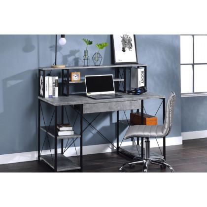 ACME Amiel Music Recording Studio Desk - Faux Concrete and Black