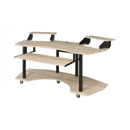ACME Eleazar Music Recording Studio Desk - Natural Oak, 2 Stands