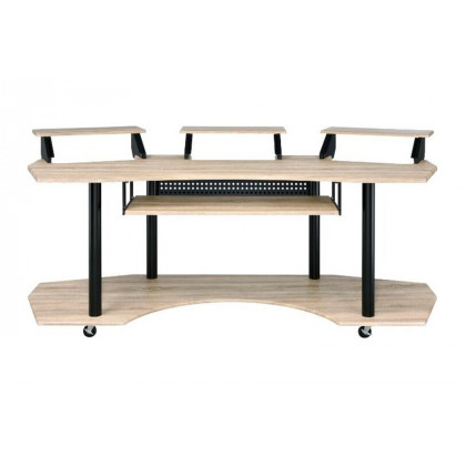 ACME Eleazar Music Recording Studio Desk - Natural Oak, 3 Stands