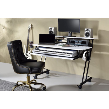 ACME Suitor Music Recording Studio Desk - White and Black