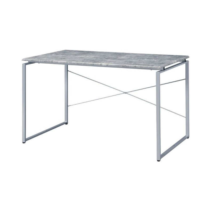 ACME Jurgen Desk - Faux Concrete and Silver