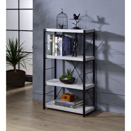 ACME Jurgen Bookshelf - Antique White and Black