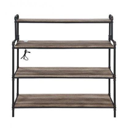 ACME - Cordelia Bookshelf with USB in Antique Oak/Sandy Black/Dark Bronze
