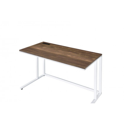 ACME Tyrese Built-In USB Port Writing Desk - Walnut and White Finish