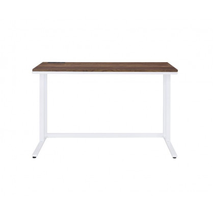 ACME Tyrese Built-In USB Port Writing Desk - Walnut and White Finish