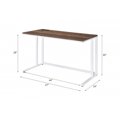 ACME Tyrese Built-In USB Port Writing Desk - Walnut and White Finish