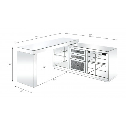 ACME - Noralie Writing Desk in Mirrored/Faux Diamonds (93118)