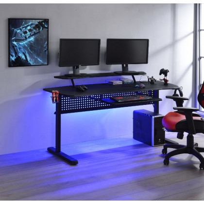 ACME Vildre Gaming Table with USB Port - Black Finish
