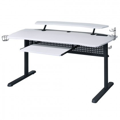 ACME Vildre Gaming Table with USB Port - Black and White Finish