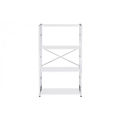 ACME Tennos Bookshelf - White and Chrome Finish