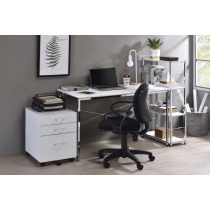 ACME Tennos Bookshelf - White and Chrome Finish