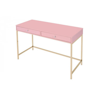 ACME Ottey Writing Desk - Pink High Gloss and Gold Finish