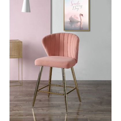 ACME Rizgek Counter Height Chair - Pink Velvet and Gold Finish