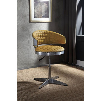 ACME - Brancaster Adjustable Stool with Swivel in Turmeric/Chrome