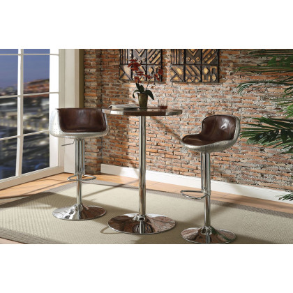 ACME - Brancaster Adjustable Stool with Swivel in Vintage Brown/Aluminum (96556)