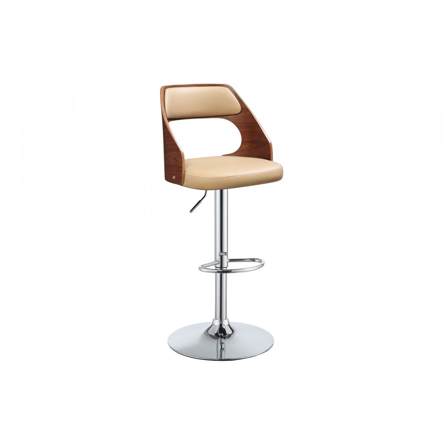 ACME - Camila Adjustable Stool with Swivel in Beige/Walnut