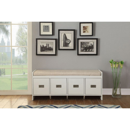ACME - Berci Bench with Storage in Beige/White