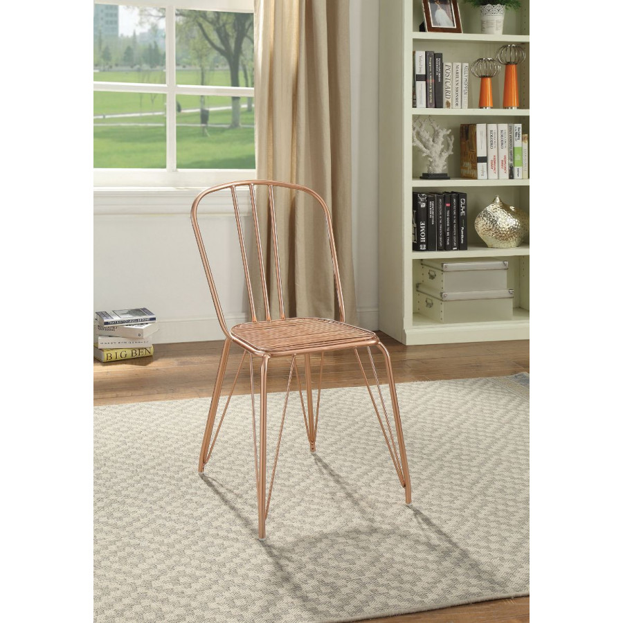 ACME Orania Side Chair (2Pc) - Glossy Rose Gold