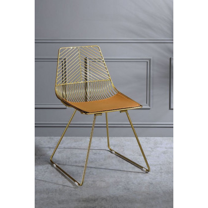 ACME - Faina Side Chair (Set-2) in Whiskey/Gold