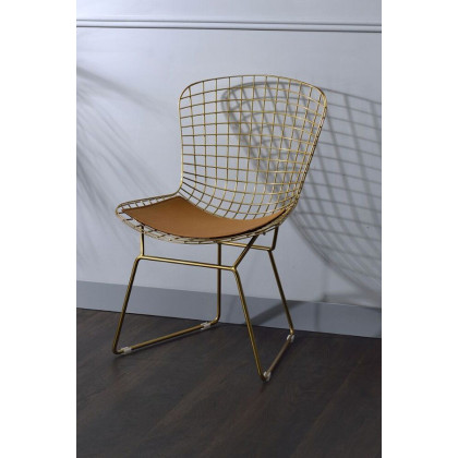 ACME - Achellia Side Chair (Set-2) in Whiskey/Gold