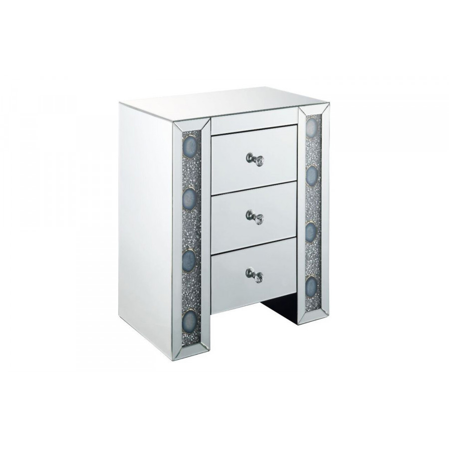 ACME - Sonia Accent Table in Mirrored/Faux Agate Stone