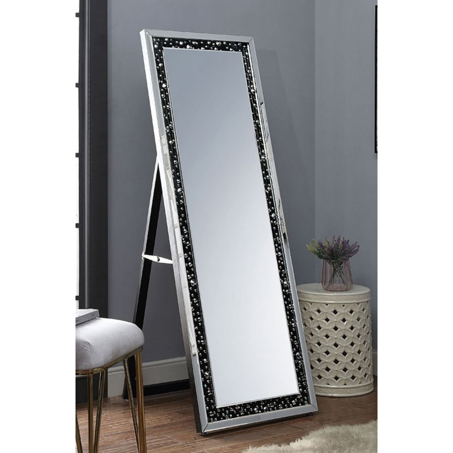 ACME - Nysa Floor Mirror in Faux Crystals