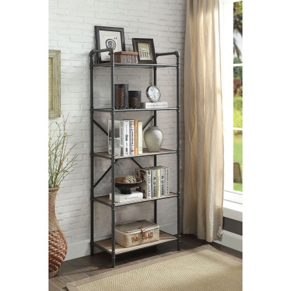 ACME - Itzel Antique Oak and Sandy Gray Bookshelf