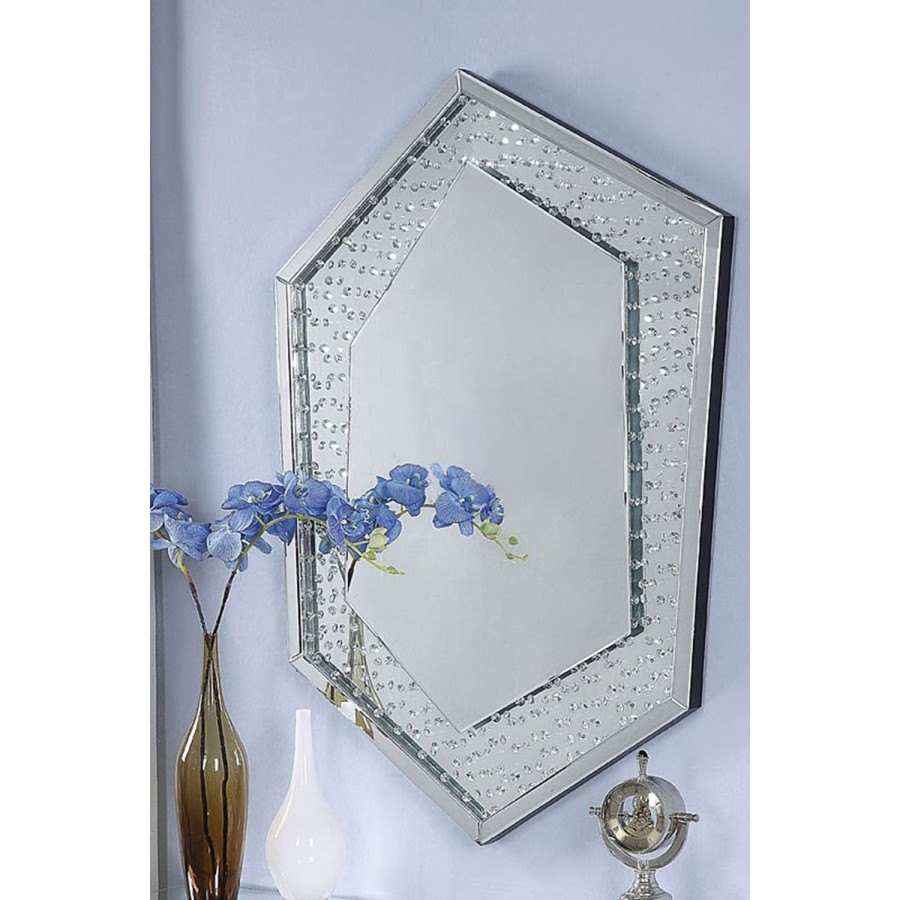 ACME - Nysa Accent Mirror in Mirrored/Faux Crystals (97570)