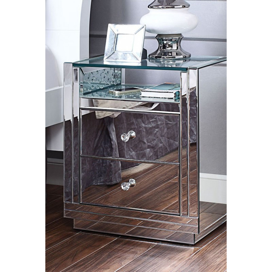 ACME - Nysa Accent Table in Mirrored/Faux Crystals (97575)