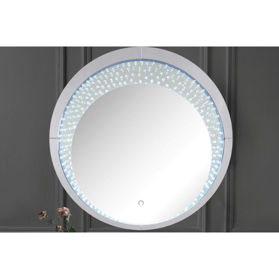 ACME - Nysa Accent Mirror with Led in Mirrored/Faux Crystals (97590)