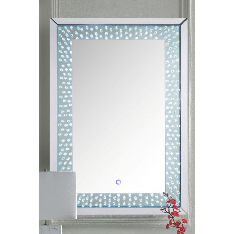 ACME - Nysa Accent Mirror with Led in Mirrored/Faux Crystals (97591)
